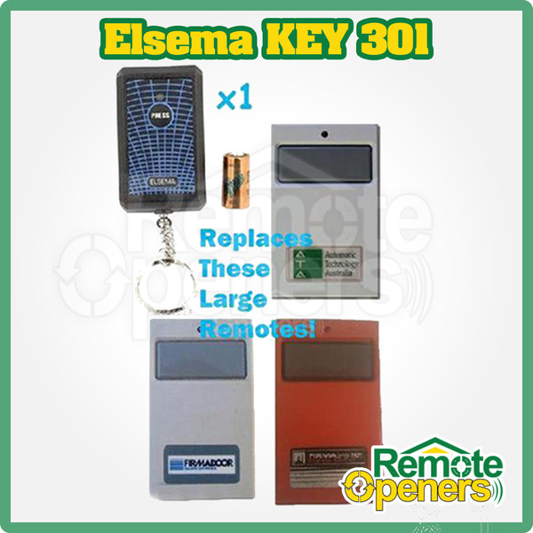 3 x Elsema Compatible Garage/Gate Remote Key301 27.145MHz FMT201/FMT301/FMT401