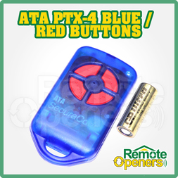 PTX-4 Blue w/ Red Buttons ATA Garage Door Remote 433MHz Securacode PTX4 Genuine 